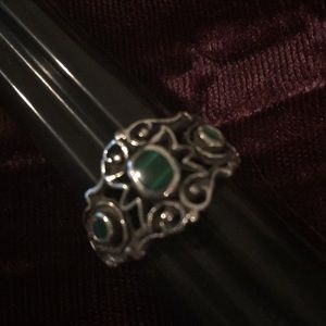Vintage sterling and malachite ring